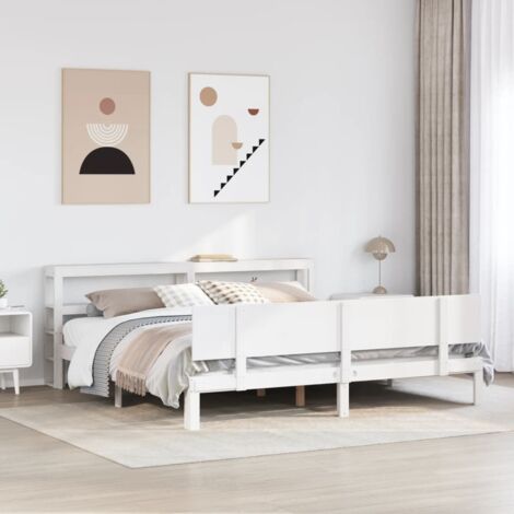 Bed Frame with Headboard without Mattress White 180x200 cm Super King vidaXL