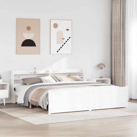 Bed Frame with Headboard without Mattress White 180x200 cm Super King vidaXL