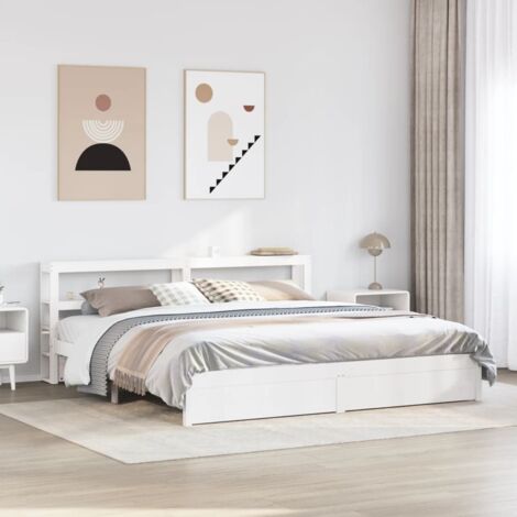Bed Frame with Headboard without Mattress White 180x200 cm Super King vidaXL