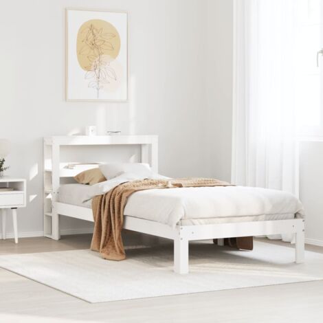 Bed Frame with Headboard without Mattress White 75x190 cm Small Single vidaXL