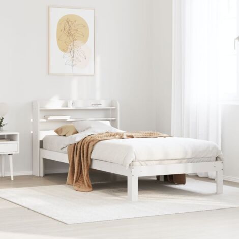 Bed Frame with Headboard without Mattress White 75x190 cm Small Single vidaXL
