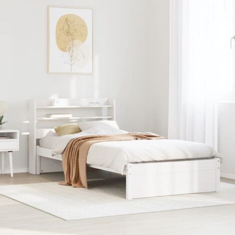 Bed Frame with Headboard without Mattress White 75x190 cm Small Single vidaXL