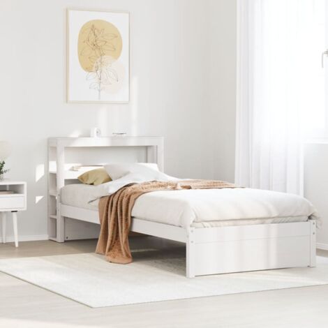 Bed Frame with Headboard without Mattress White 75x190 cm Small Single vidaXL