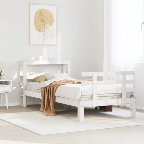 Bed Frame with Headboard without Mattress White 90x200 cm vidaXL