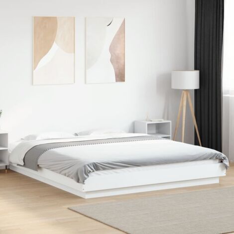 Bed Frame with LED Lights without Mattress White 160x200cm vidaXL