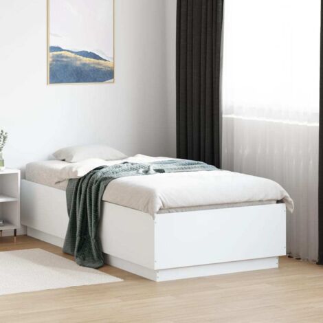 Bed Frame with LED without Mattress White 75x190 cm Small Single vidaXL