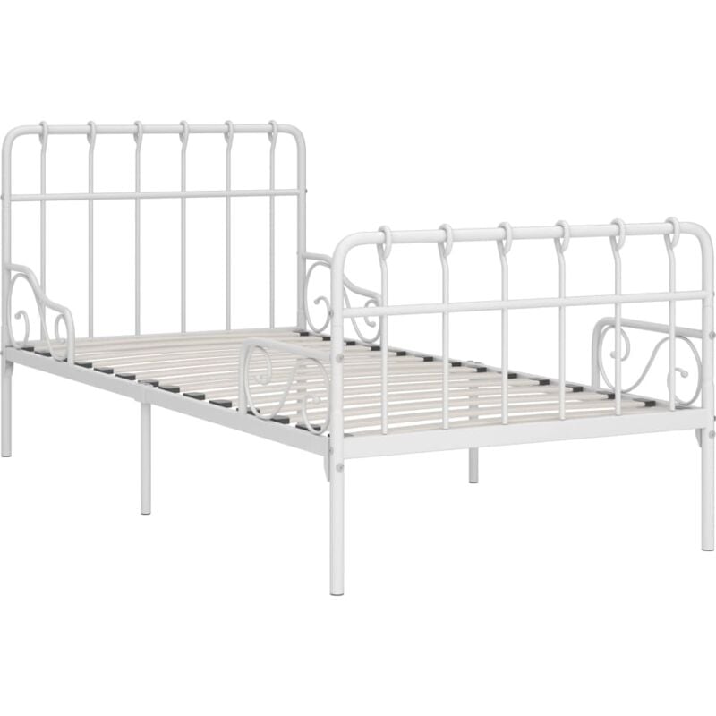 Vidaxl - Bed Frame without Mattress with Slatted Base White Metal 90x200 cm