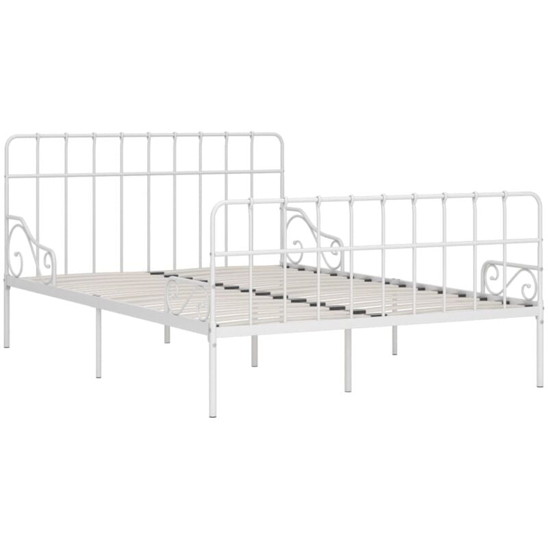 Bed Frame without Mattress with Slatted Base White Metal 120x200 cm Vidaxl