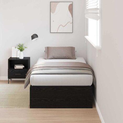 Bed Frame with Storage Black oak 75 x 190 cm Engineered wood vidaXL