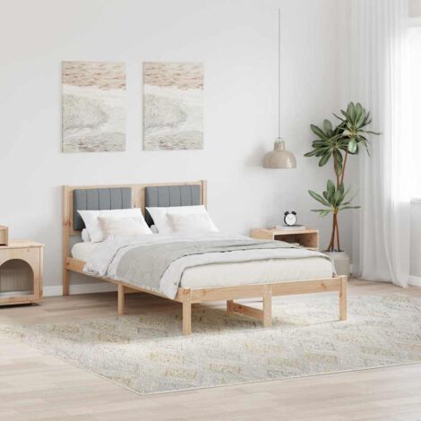 Bed Frame with Upholstered Headboard Light Grey 120 x 200 cm vidaXL