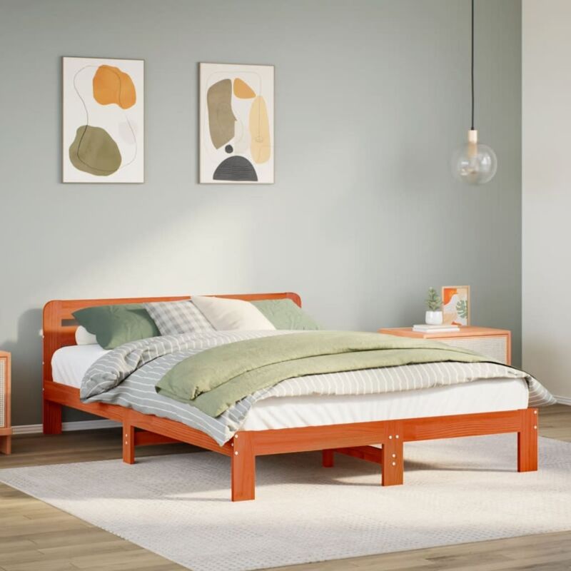 Bed Frame Without Mattress Wax Brown 140x200 Cm Solid Wood Pine Vidaxl
