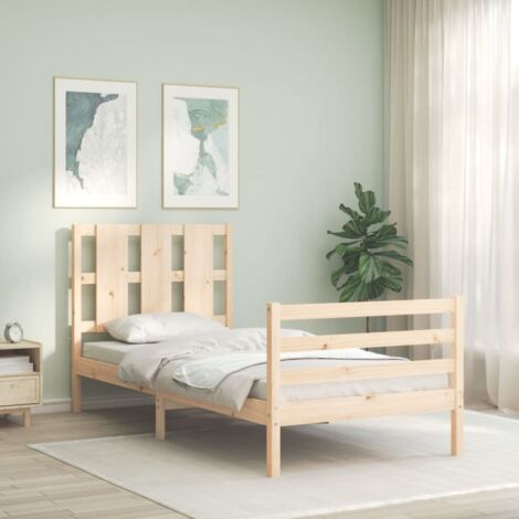 Bed Frame without Mattress 100x200 cm Solid Wood vidaXL
