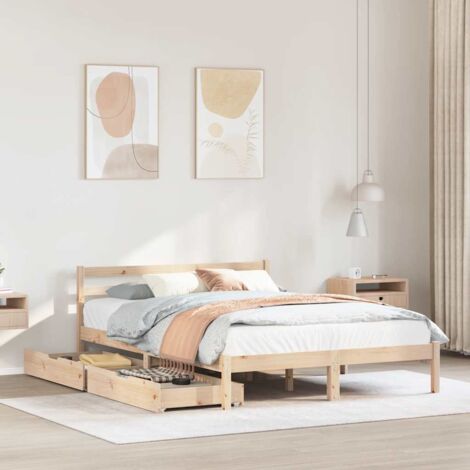 Bed Frame without Mattress 140x190 cm Solid Wood Pine vidaXL