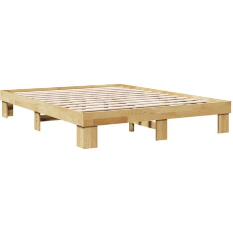 Bed Frame without Mattress 140x200 cm Solid Wood Oak vidaXL