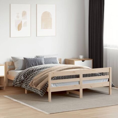 Bed Frame without Mattress 140x200 cm Solid Wood Pine vidaXL