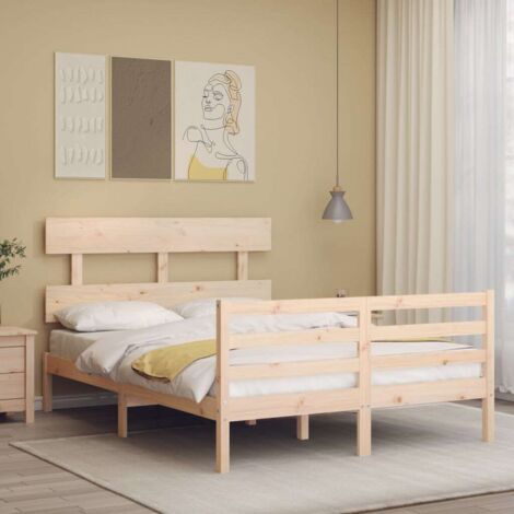 Bed Frame without Mattress 140x200 cm Solid Wood vidaXL