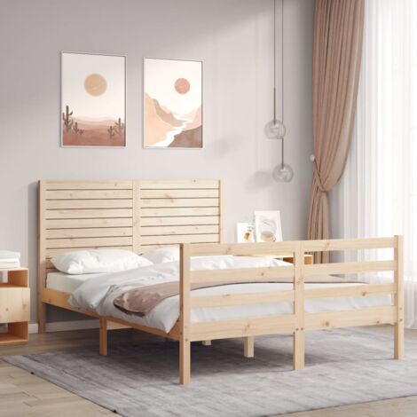 Bed Frame without Mattress 140x200 cm Solid Wood vidaXL