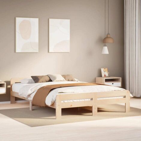 Bed Frame without Mattress 150x200 cm King Size Solid Wood Pine vidaXL