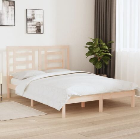 Bed Frame without Mattress 150x200 cm King Size Solid Wood Pine vidaXL