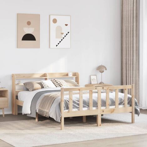 Bed Frame without Mattress 160x200 cm Solid Wood Pine vidaXL
