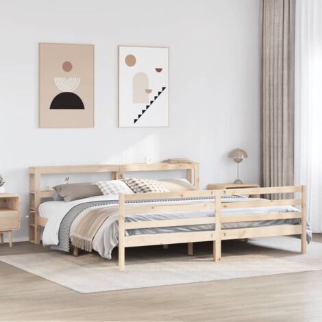 Bed Frame without Mattress 180x200 cm Super King Solid Wood Pine vidaXL