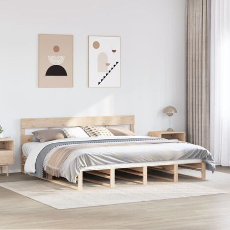 Bed Frame without Mattress 180x200 cm Super King Solid Wood Pine vidaXL