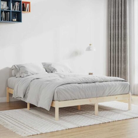 Bed Frame without Mattress 193x203 cm Solid Wood Pine King vidaXL