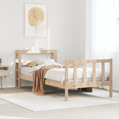 Bed Frame without Mattress 75x190 cm Small Single Solid Wood Pine vidaXL