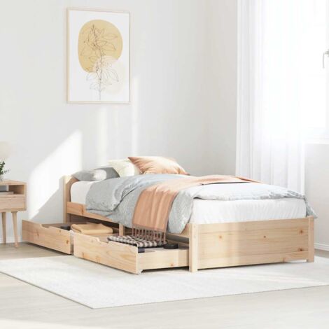 Bed Frame without Mattress 75x190 cm Small Single Solid Wood Pine vidaXL