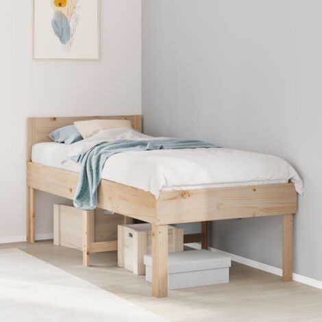 Bed Frame without Mattress 75x190 cm Small Single Solid Wood Pine vidaXL