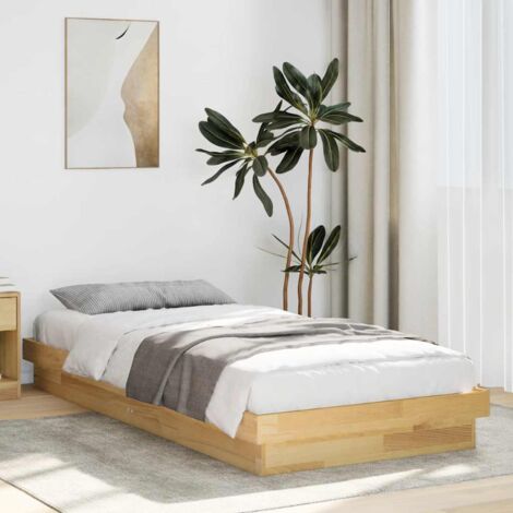 Bed Frame Without Mattress 75x190 cm Solid Oak Wood vidaXL
