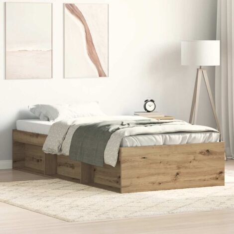 Bed Frame without Mattress Artisan Oak 90x190 cm Single Engineered Wood vidaXL