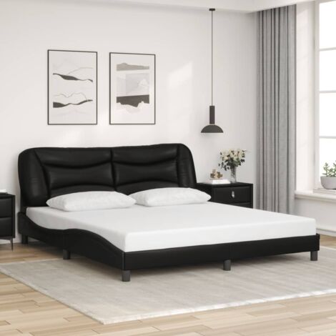 Bed Frame without Mattress Black 180x200 cm Super King Faux Leather vidaXL