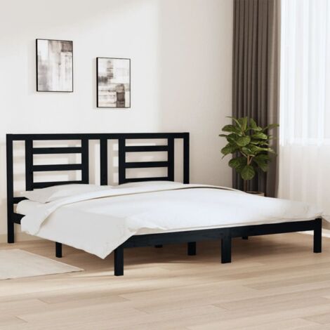 Bed Frame without Mattress Black 200x200 cm Solid Wood Pine vidaXL