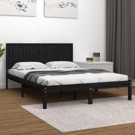 Bed Frame without Mattress Black 200x200 cm Solid Wood Pine vidaXL