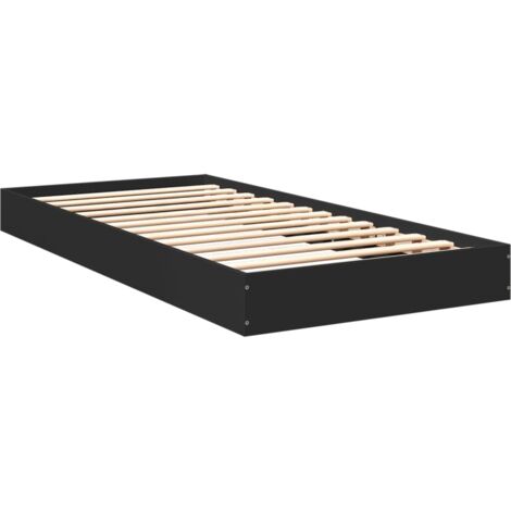 Bed Frame without Mattress Black 75x190 cm Small Single Engineered Wood vidaXL