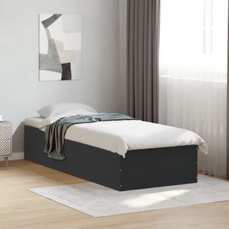 Bed Frame without Mattress Black 75x190 cm Small Single Engineered Wood vidaXL