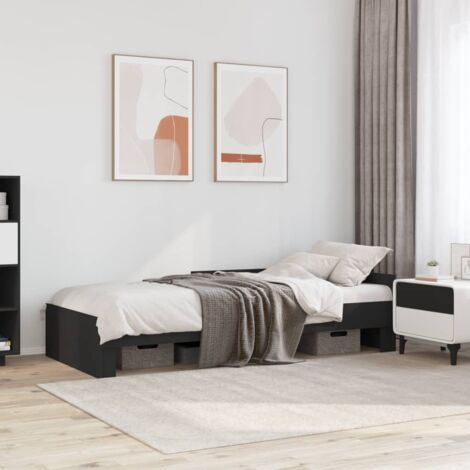 Bed Frame without Mattress Black 75x190 cm Small Single Engineered Wood vidaXL