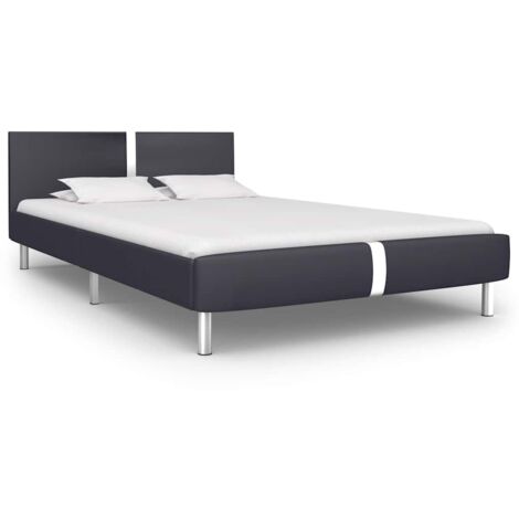 Bed Frame without Mattress Black Faux Leather 135x190 cm Double vidaXL