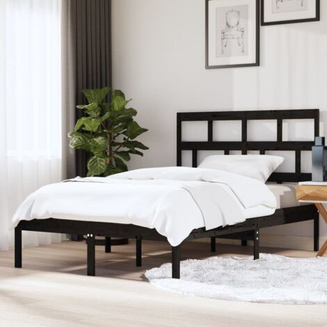 Bed Frame without Mattress Black King Size Solid Wood vidaXL