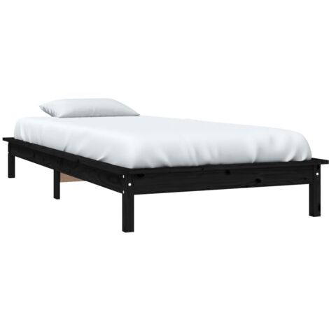 Bed Frame without Mattress Black Single Solid Wood vidaXL