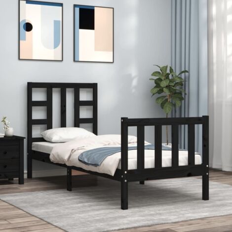 Bed Frame without Mattress Black Small Single Solid Wood Pine vidaXL