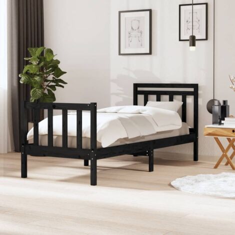 Bed Frame without Mattress Black Small Single Solid Wood vidaXL
