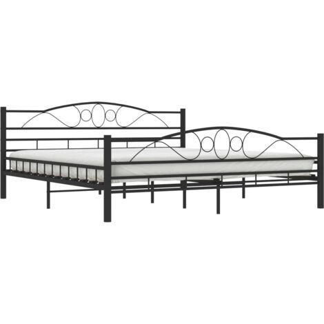 Bed Frame without Mattress Black Steel 180x200 cm Super King vidaXL