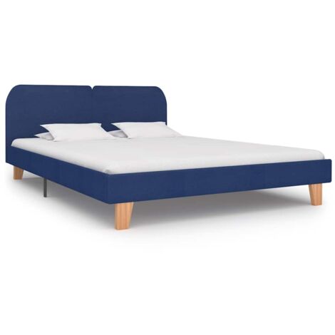 Bed Frame without Mattress Blue Fabric 150x200 cm King Size vidaXL