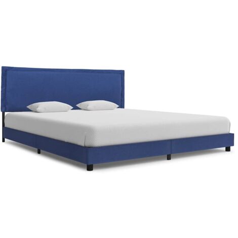 Bed Frame without Mattress Blue Fabric 150x200 cm King Size vidaXL