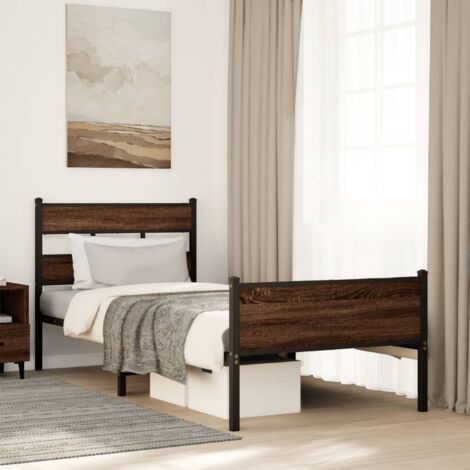 Bed Frame without Mattress Brown Oak 100x190 cm Engineered Wood vidaXL