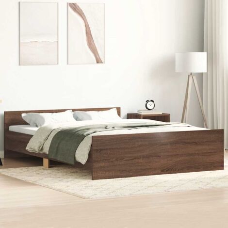 Bed Frame without Mattress Brown Oak 140x190 cm vidaXL