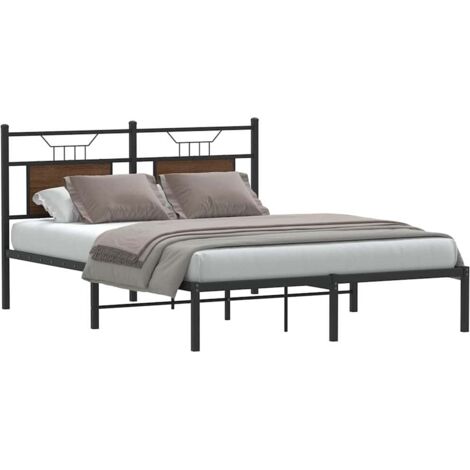 Bed Frame without Mattress Brown Oak 150x200 cm King Size Engineered Wood vidaXL