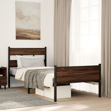 Bed Frame without Mattress Brown Oak 90x200 cm Engineered Wood vidaXL